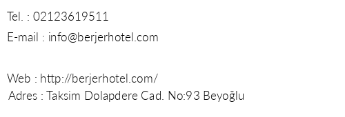 Berjer Boutique Hotel & Spa telefon numaralar, faks, e-mail, posta adresi ve iletiim bilgileri